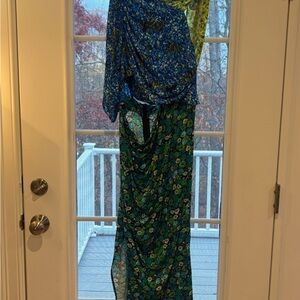 Floral Blue and Green Maxi Dress